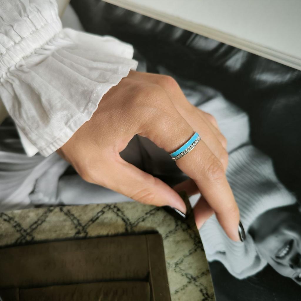 Silver Ring with Cubic Zirconia, Enamel, Product Weight 2.57 G (60002232)