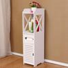 Multi-Layered Storage Cabinet with Toilet Roll Holder Simple Installation Modern Free-standing Bathroom Kitchen Storage Cupboard