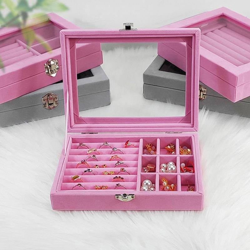 New Transparent Window Large Capacity Jewelry Storage Box, Simple And High-End Ring Necklace Jewelry Storage Display Box