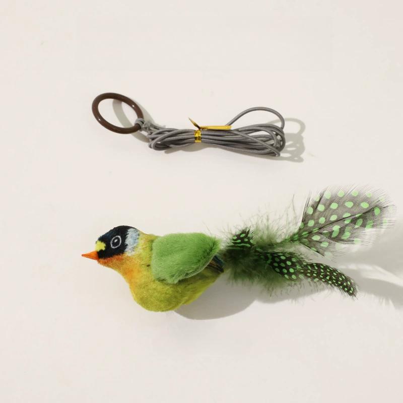 Интерактивная игрушка для кошек, подвесная пищащая имитация пения птиц, плюшевая игрушка для птиц, дразнящая игрушки для котят, игрушка-перо, товары для животных