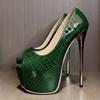 Liyke Runway Sexy Extreme High Heels For Women Platform Pumps Cozy Green Snake Print Leather Peep Toe Stripper Pole Dance Shoes