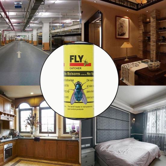 4 Rolls Insect Bug Glue Paper Killer Fly Catcher Trap Ribbon Strip Sticky Tape