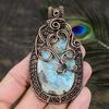 Caribbean Larimar Gemstone Copper Wire Wrap Jewelry Pendant 3.43