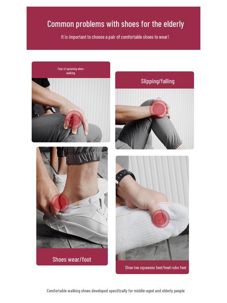 Women's Breathable Lightweight Non-Slip Walking Shoes for Middle-aged & Elderly, Summer Outdoor Sports, Soft Sole A113