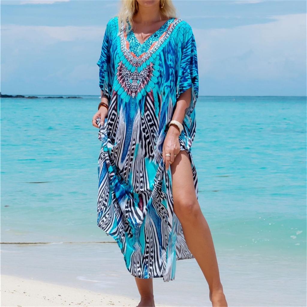 Ladies Loose Beach Cover Up Robe Vacation Sun Shirt Cover Up