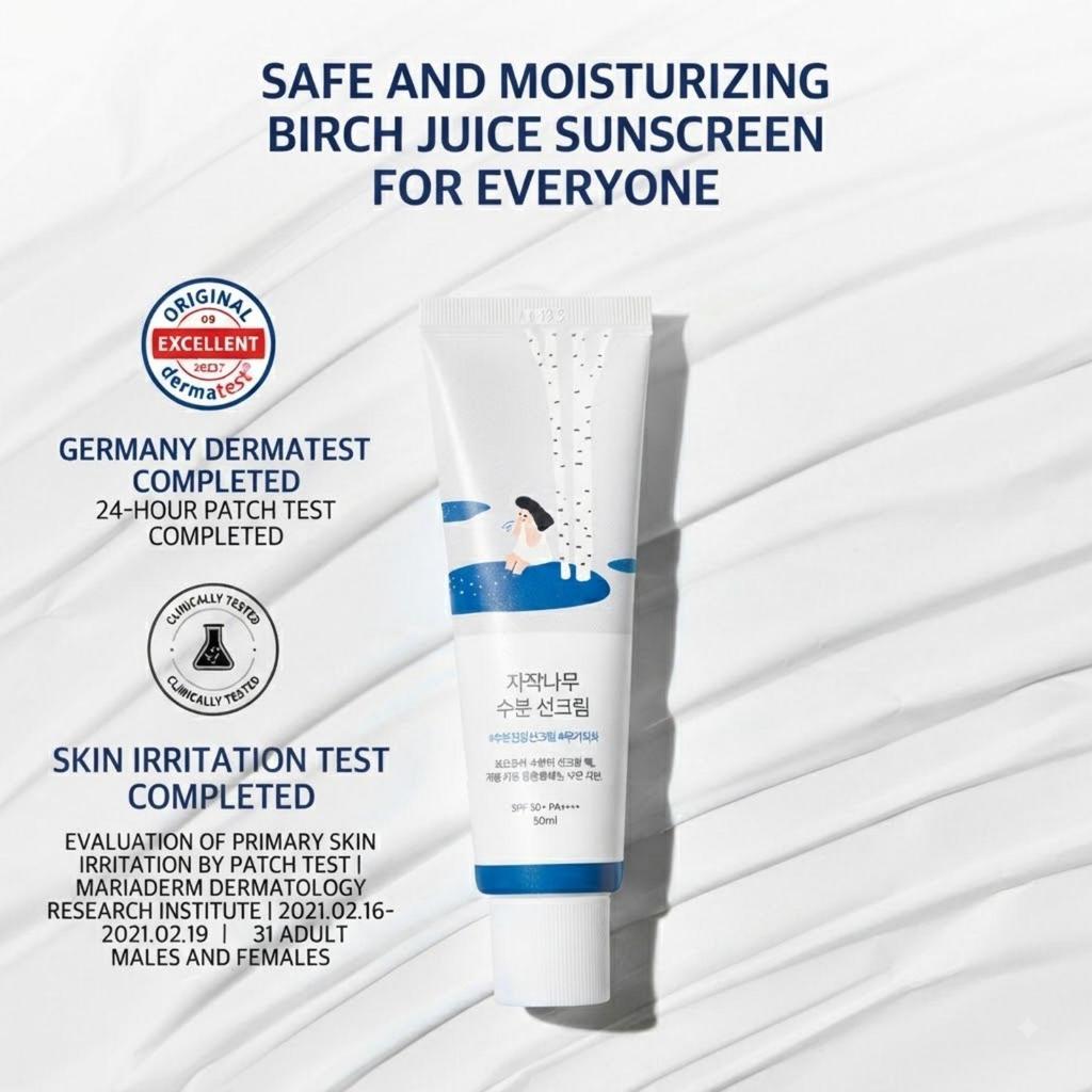ROUND LAB Birch Juice Moisturizing Sunscreen SPF50+ PA++++ 50ml Korean Hydrating Sun Cream