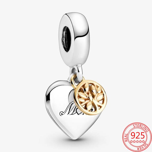 Real 925 Sterling Silver Beaded Best Friend Heart and Key Charm Fit Original Fashion Bracelet Diy Woman 'S Jewelry Gift Making