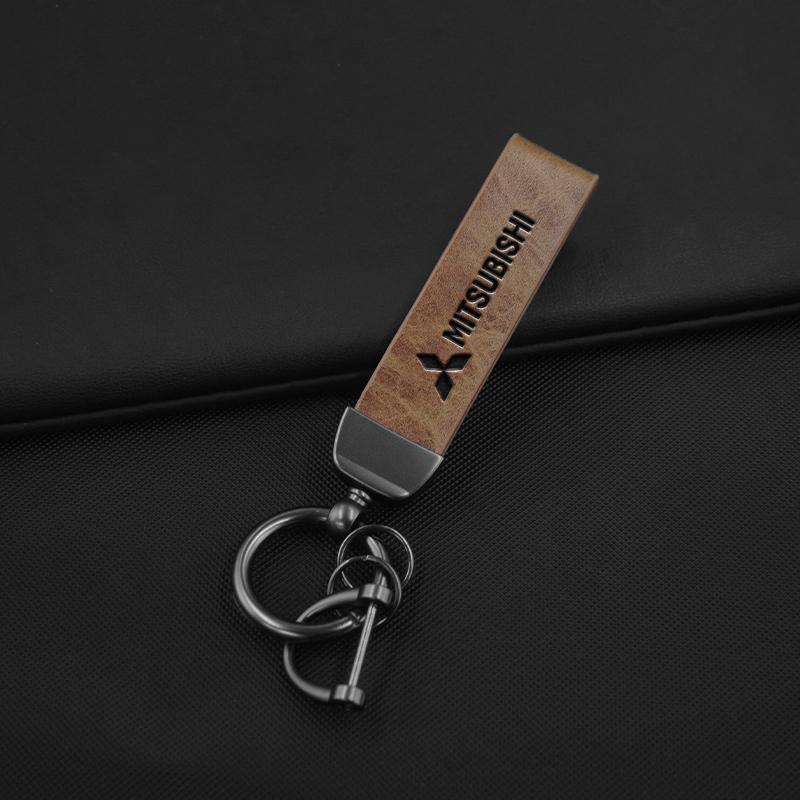 Car Metal Leather Key Rings Chain For Mitsubishi Ralliart Lancer EX Outlander Xl l200 EX10 ASX Styling Keychain Auto Accessories