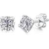 Moissanite Stud Earrings for Women Men, 925 Sterling Silver Earrings | Round Cut Lab Created Moissanite Diamond Stud Earrings, Hypoallergenic Rhodium