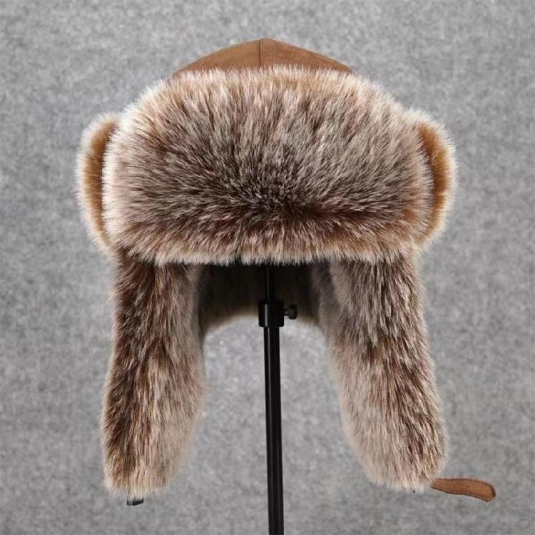 Взрослая меховая шапка-ушанка Зимняя теплая Утолщенные уши Шапка Ветрозащитная Зимняя Охотничья Морозостойкая Шапка для езды на велосипеде