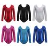 Kids Girls Gymnastics Bodysuit Long Sleeve Colorful Shiny Ballet Dance One Piece
