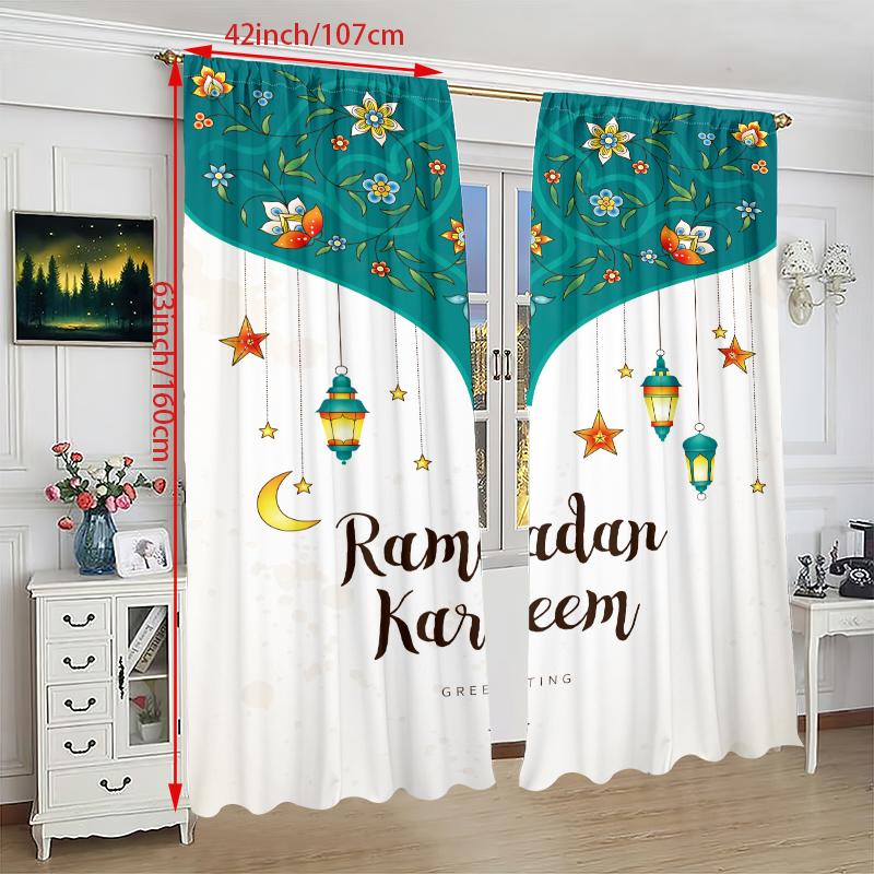 2 шт. Мусульманский Рамадан - Штора с принтом - Полиэстеровый материал - подходит для спальни, гостиной, кабинета,