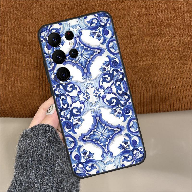 Azulejo Phone Case For Samsung Galaxy S25 Ultra S9 S10 S20 FE S21 S22 S23 Plus S24 Ultra Back Cover