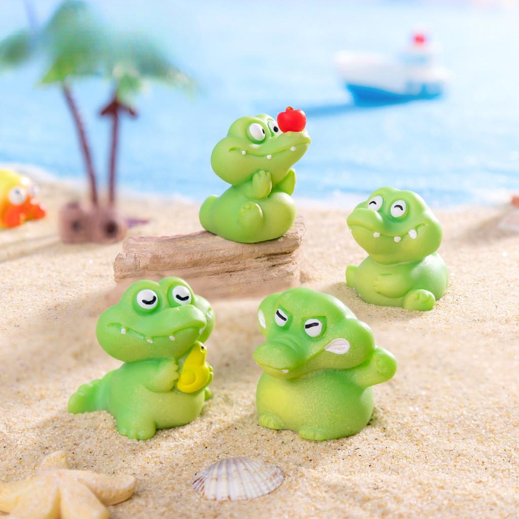 4Pcs/set Cartoon Alligator Animal Miniatures Resin Ornaments Diy Fairy Garden Decoration Micro Landscape