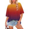 Women's Fashion Casual Gradient Color Loose Round Neck Short Sleeve Trendy Holiday T-shirt Top