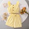 Girls' Fashion Suit 2025 Summer Children's Casual Striped Halter Vest Shorts Two-piece Set