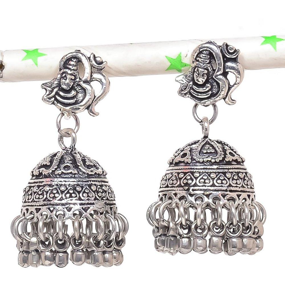 Серьги из серебра с натуральным индийским драгоценным камнем Jhumki Trial Bali 1,50 дюйма A6n77