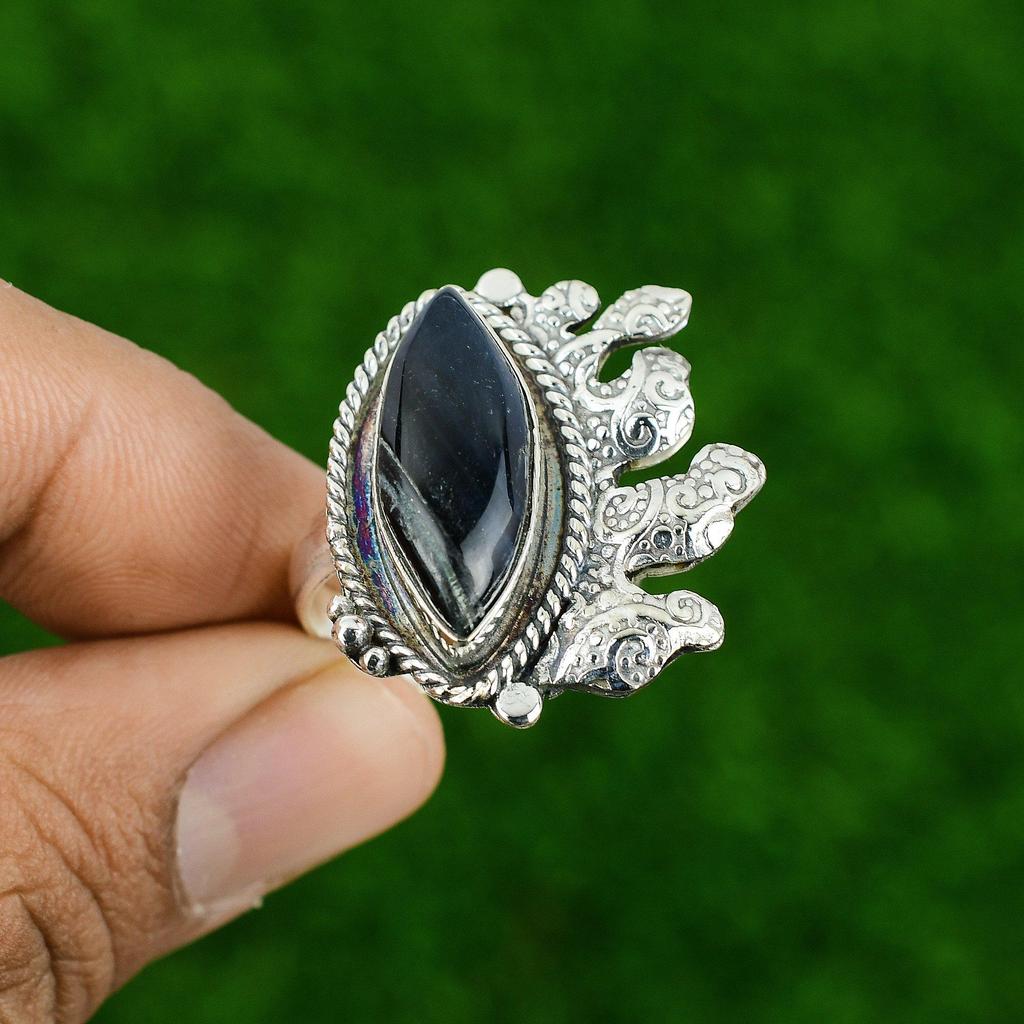 Natural Pietersite Gemstone Stackable Adjustable Ring 925 Silver For Girls