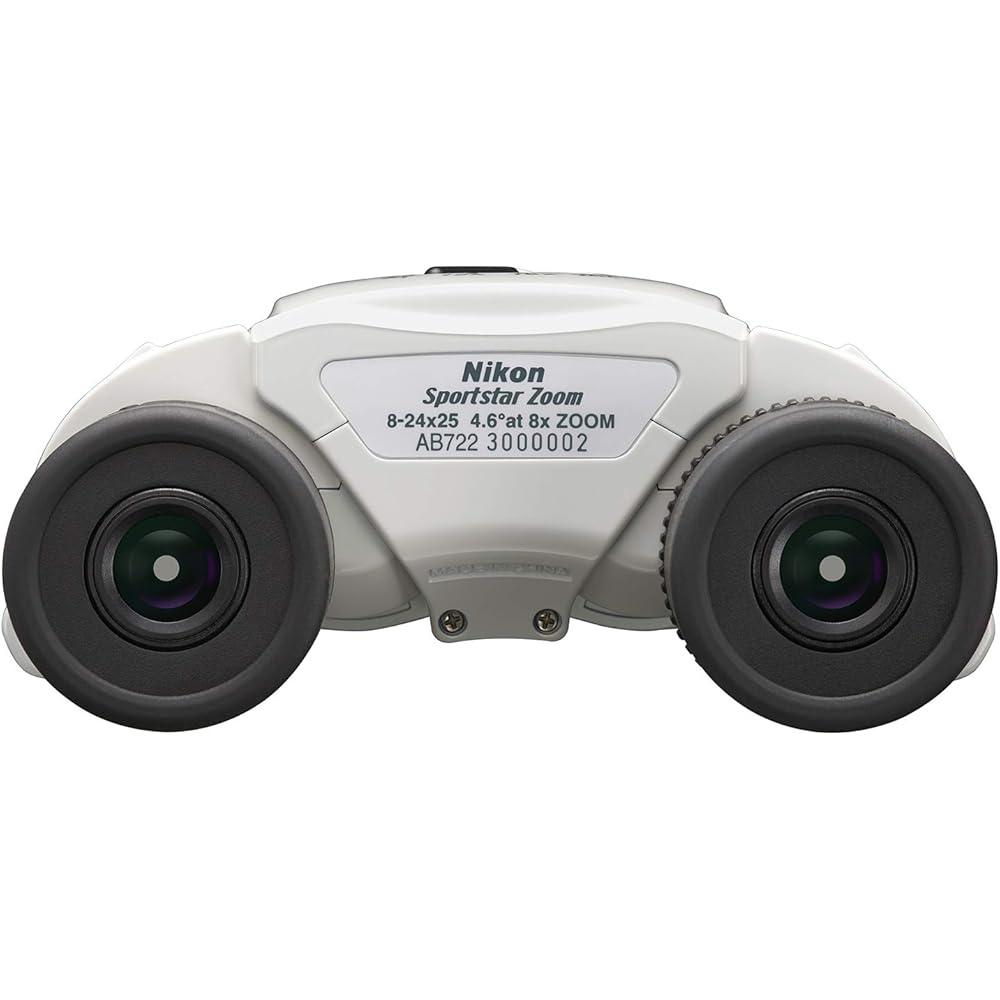 Nikon Sportstar Zoom 8-24x25 Porro Prism Binoculars, 8-24x Magnification, 25mm Objective Lens, White, for Live Concerts and Sports Events