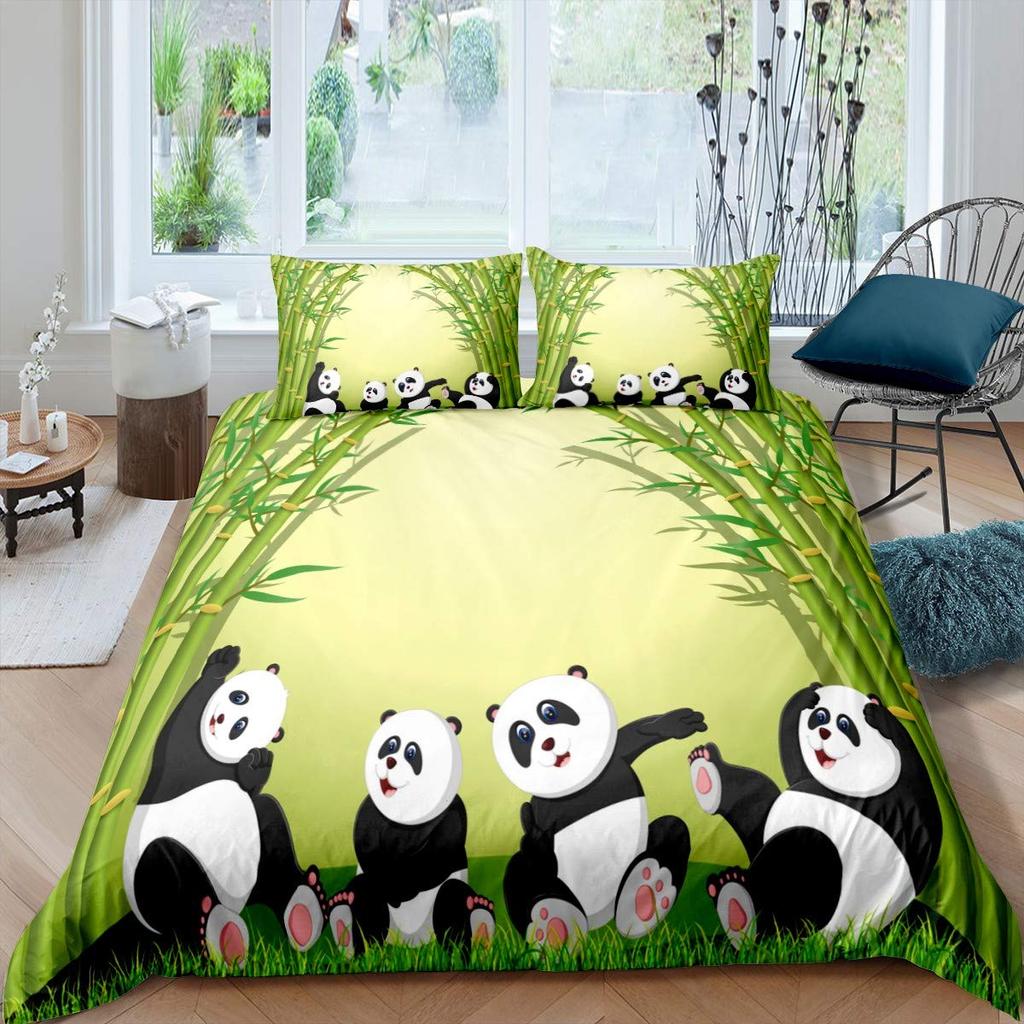 3D Панда одеяло покрывало королевского размера милый Панда пододеяльник бамбуковый комплект постельного белья пододеяльник для детей мальчиков девочек подростков 3 предмета