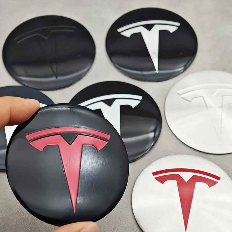Автомобильные наклейки Tesla 20 шт. 56 мм Автомобильные эмблемы Наклейки на центральные колпачки ступиц для Tesla Model S Model 3 2024 Model Y X Защитные накладки на центр колеса