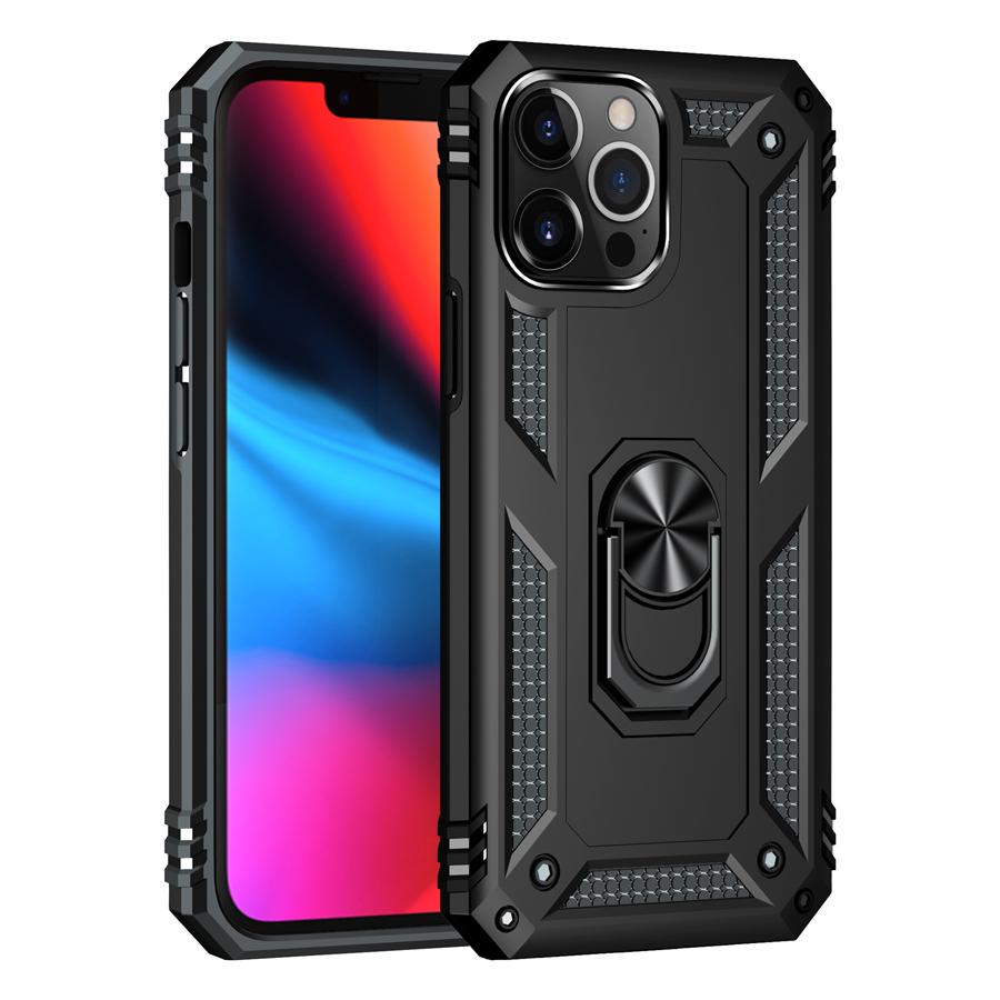 Shockproof Armor Kickstand Case For iPhone 14 13 12 11 Pro XR XS Max X SE 7 8 6S Plus Finger Holder Magnetic Metal Ring Cover