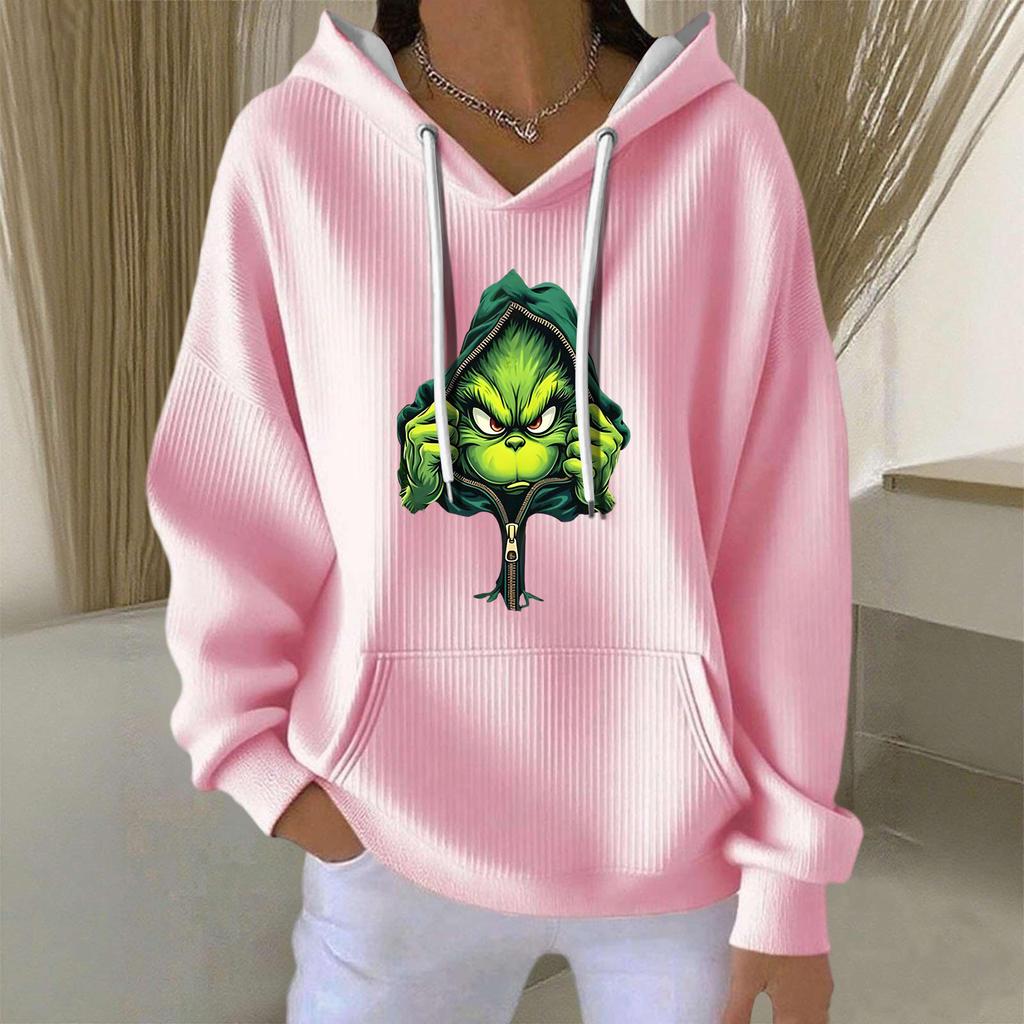 Женская модная повседневная толстовка с длинными рукавами и принтом рождественского ангела