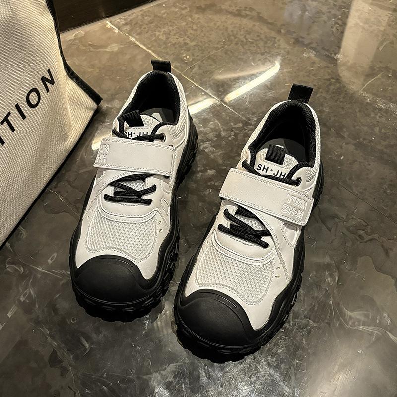 Большие уродливые симпатичные туфли с сетчатым лицом для женщин 2024 года, новые толстые подошвы для отдыха, спортивные туфли для одного человека, модные туфли для папы