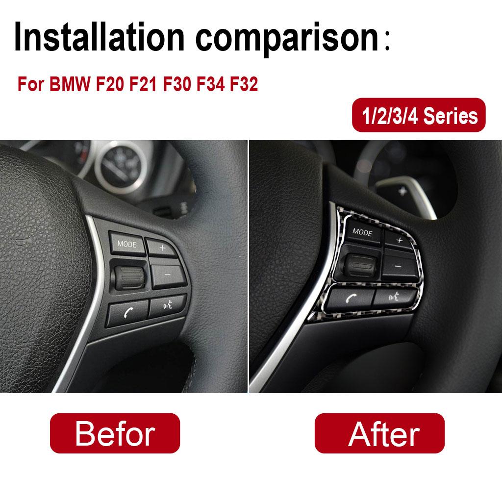Для BMW 1 2 3 4 Серии 3GT F20 F21 F30 F32 F34 1 Пара Настоящее Углеволокно Кнопка Рулевого Колеса Автомобильные Наклейки