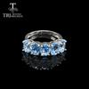 Кольцо с натуральным синим топазом 7*5 мм, твердое серебро 925 пробы, натуральный драгоценный камень, ювелирные украшения для женщин, женские обручальные кольца, подарочный тренд