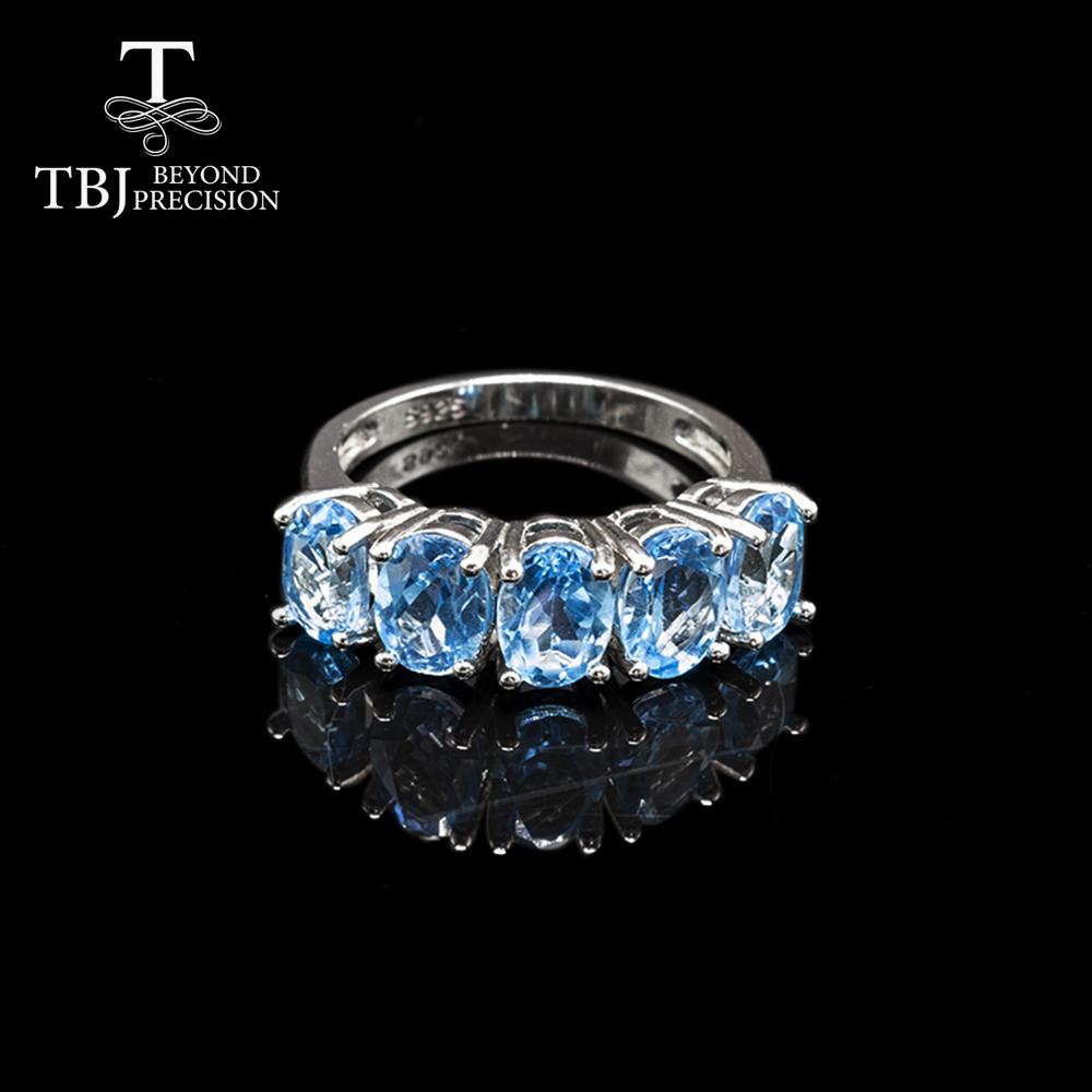 Кольцо с натуральным синим топазом 7*5 мм, твердое серебро 925 пробы, натуральный драгоценный камень, ювелирные украшения для женщин, женские обручальные кольца, подарочный тренд