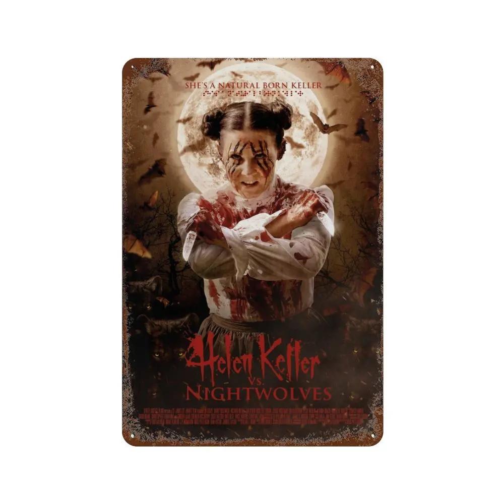 Классический постер фильма ужасов Ржавая металлическая жестяная табличка Ретро декоративная тарелка Бар Мужская пещера Гараж Клуб Металлическая вывеска Настенное украшение