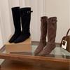 Coarse Heel Suede Brown Skinny Boots Women's Boots New Autumn and Winter Square Head Pile Boots Knight Boots