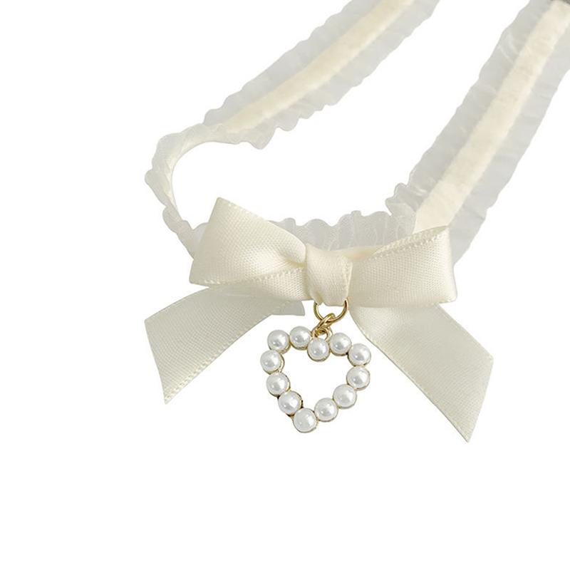 Женский милый воротник Лолиты ручной работы винтажное кружевное колье в форме сердца для женщин готическое ожерелье с бантом аксессуары для женской униформы