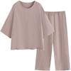 SISOFTLY Double Gauze Length Loungewear Length Comfortable Perfect Gift Women's Pajamas, Summer, 100% Cotton, 3/4 Pants, Set, Double-Layered Cotton,