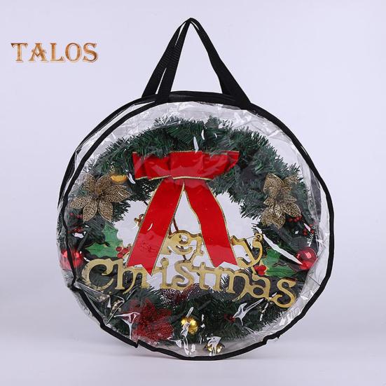 Сумка для хранения рождественских венков с ручкой, застежкой-молнией, большой вместимости, прозрачные гирлянды, мини-деревья, пылезащитный органайзер