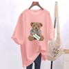 Summer Fashion Animal Bear Print Basic T-shirts Women Casual Pure O-neck Short Sleeve Top Tee Office Lady Loose Pullovers