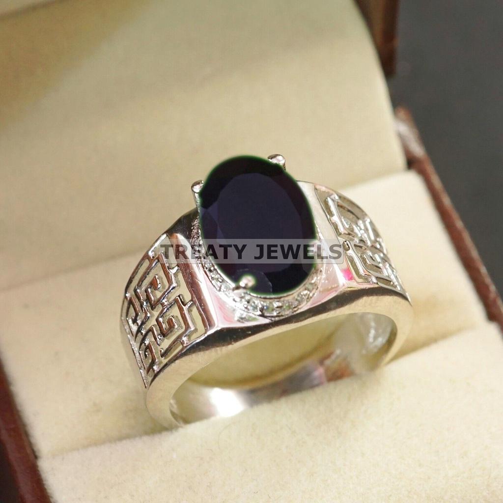 Black Onyx Oval Cut Gemstone With 925 Sterling Silver Ring For Men's #A815 JL375666906487
