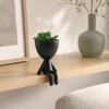 3D-печатная фигурка сидящего человека, кашпо для суккулентов, 2-в-1, настольный горшок и декоративное украшение, матовая отделка, цельное изделие, компактный размер для маленьких растений