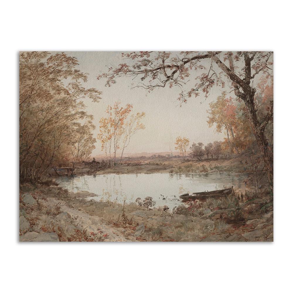 Ретро настенное искусство, скандинавская картина на холсте, настенный постер и принты, винтажное деревенское поле, пейзажное украшение, картина для гостиной