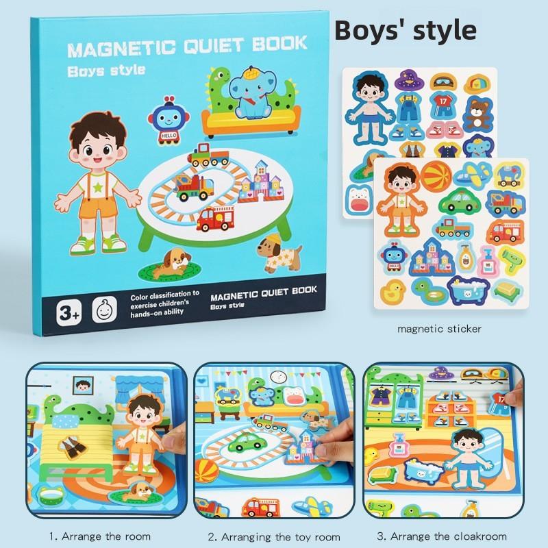 Wooden Kids Magnetic Puzzle Book For Girls And Boys With Hand Tear Silhouette Design For Preschool