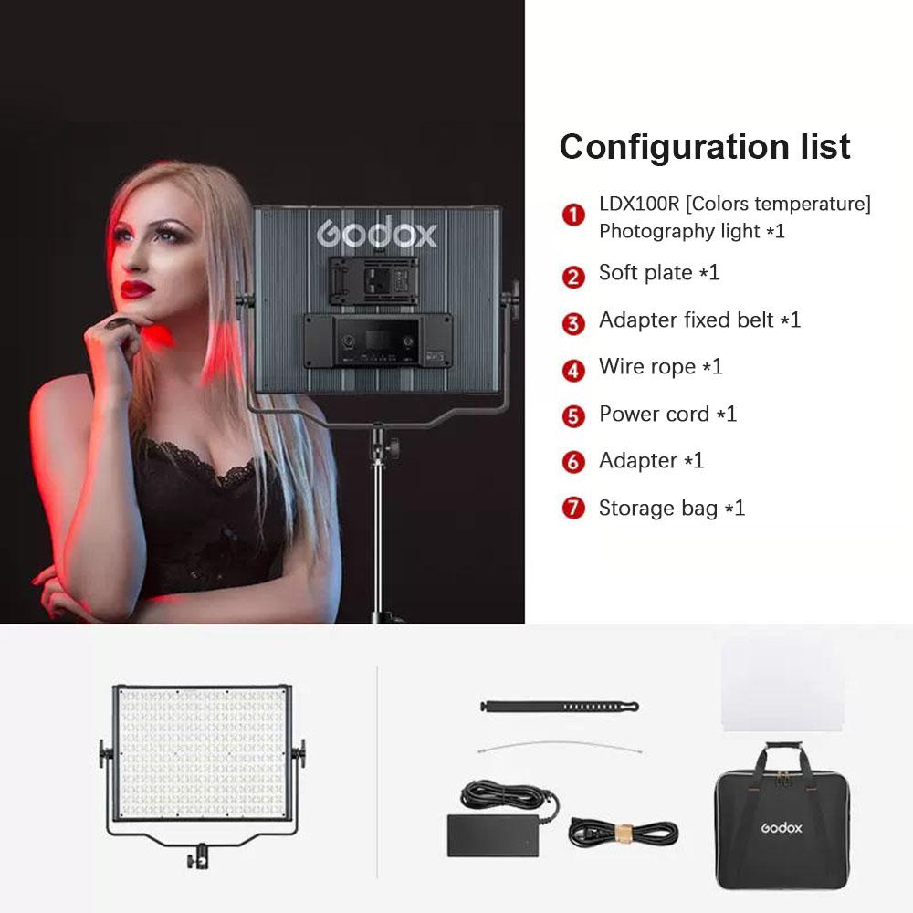 GODOX LDX100R 118 Вт Двухцветный светодиодный светильник для фотосъемки RGB-световая панель для видеосъемки 14 специальных световых эффектов