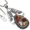 Pendant Leopard Skin Jasper Gemstone Handmade Antique Silver Jewelry 2.5"