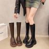 Autumn Winter Vintage Women Knight Long Boots Fashion Elegant Zippers Shoes Square Heel Women's Morder Knee High Booties