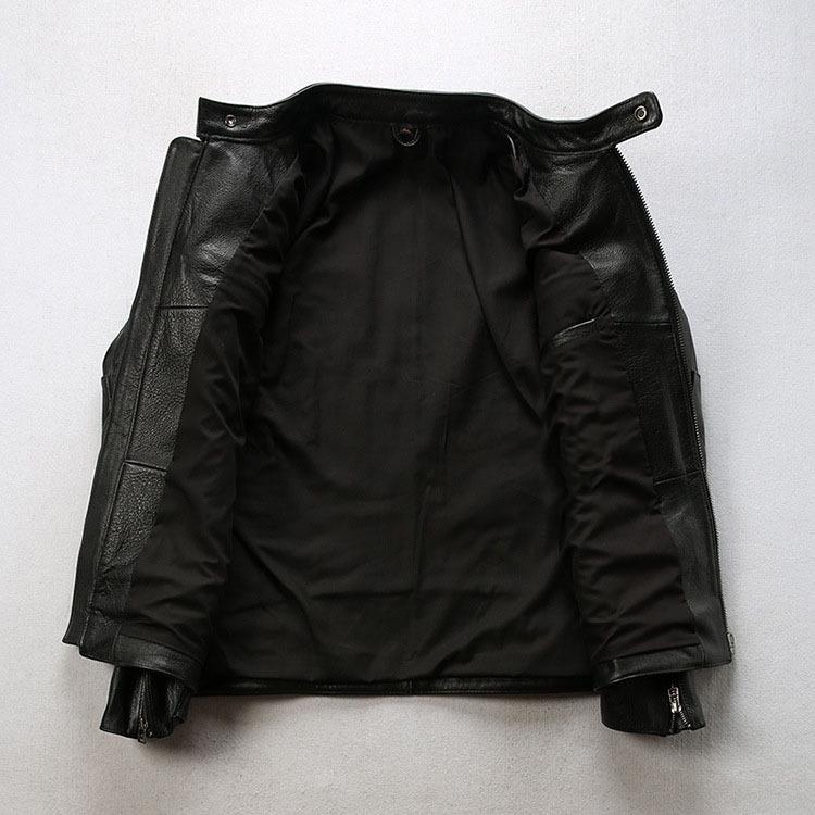 Мужская куртка из натуральной овчины, с воротником-стойкой, косой ромбовидный узор, повседневный мотоциклетный стиль