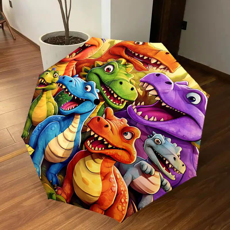1PC Dinosaur Forest Umbrella-8-Rib Reinforced, Automatic Open, Lightweight & Durable, Cute Fashion Accessory for Outdoor-P119
