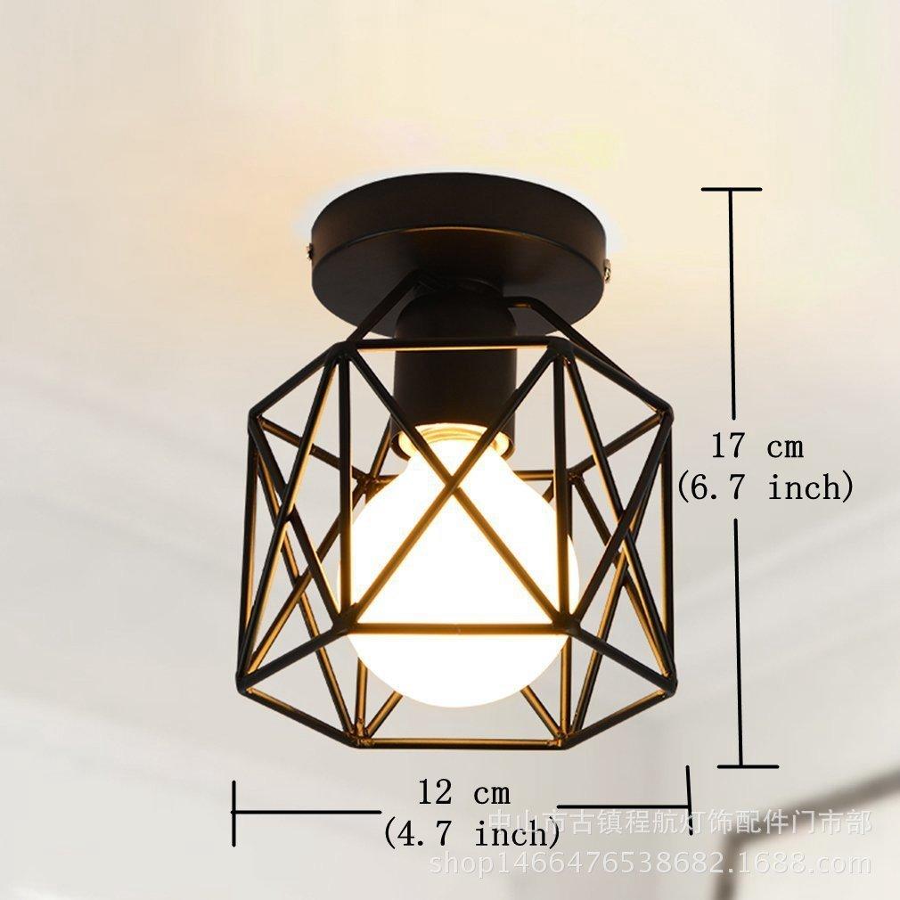 New Industrial Ceiling Lamp Shade Fixture Hallway Entrance Aisle Porch Square Iron Chandelier Pendant Light WY507