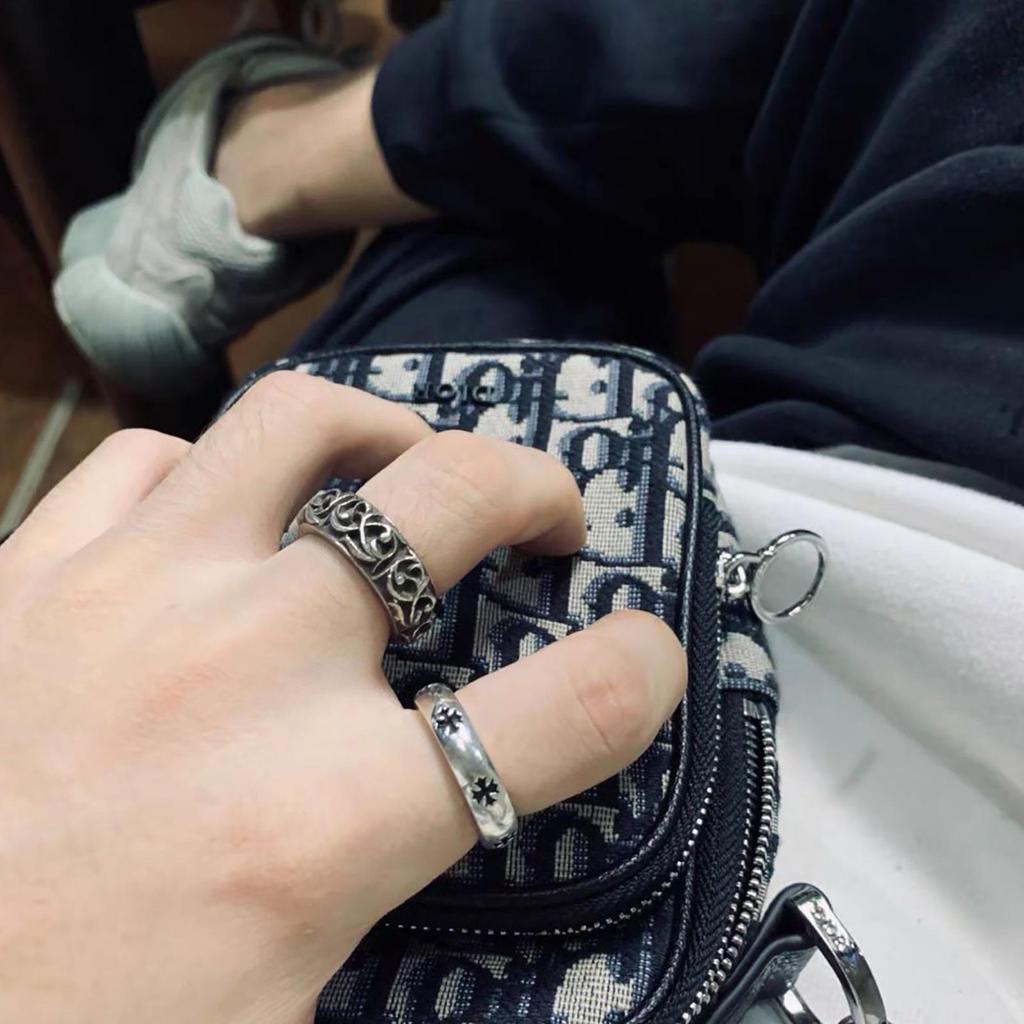 925 Silver Croissant Cross Ring: Unisex Minimalist Hip Hop Style