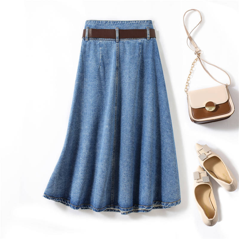 Джинсовые юбки больших размеров, женские винтажные женские эластичные длинные джинсовые юбки с высокой талией