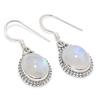 Natural Rainbow Moonstone Gemstone 925 Solid Sterling Silver Earring 1.25" M5D80